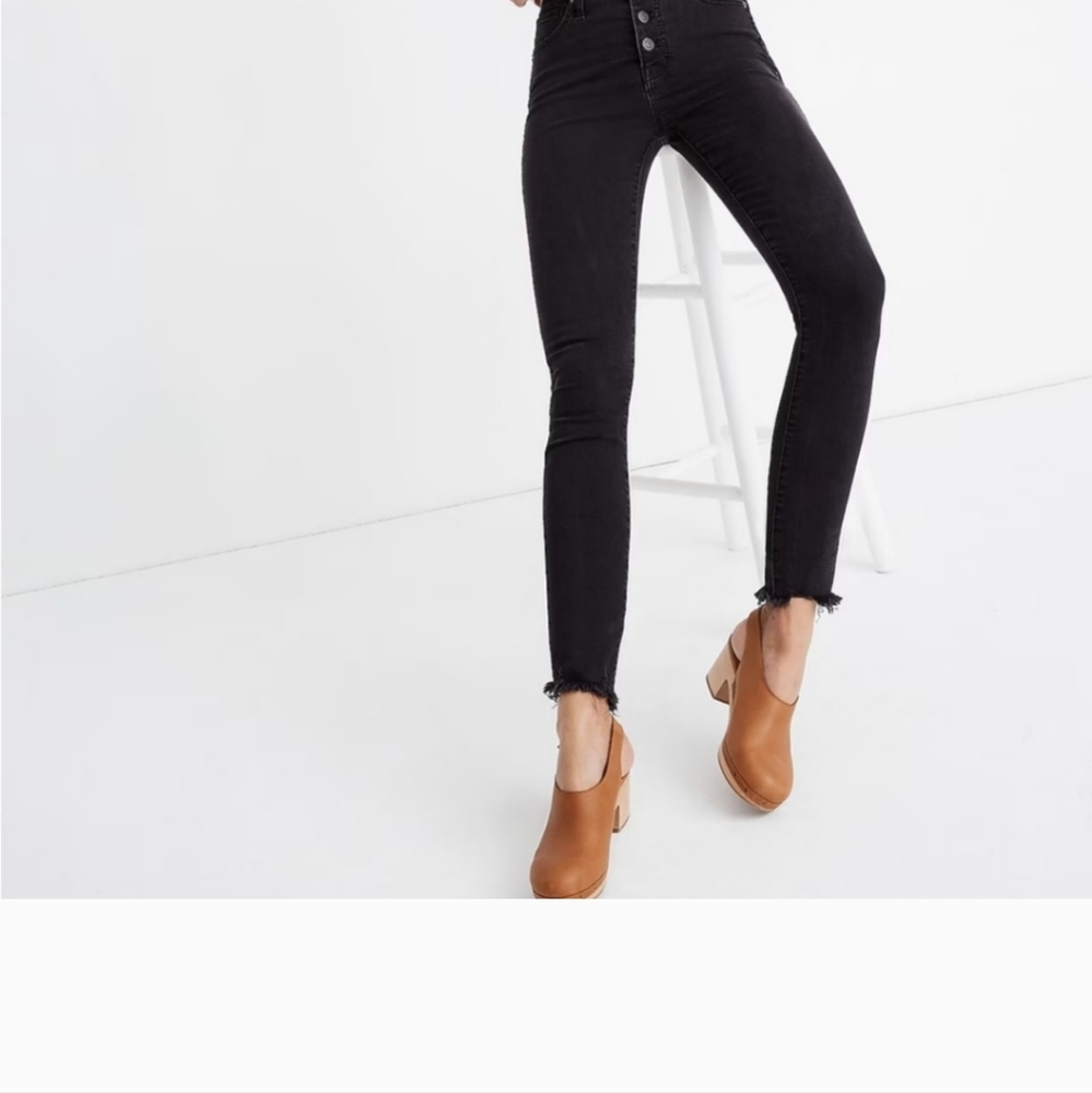 Madewell 10" High-Rise Skinny Jeans inBerkeley Black: Button-Through Edition 28
